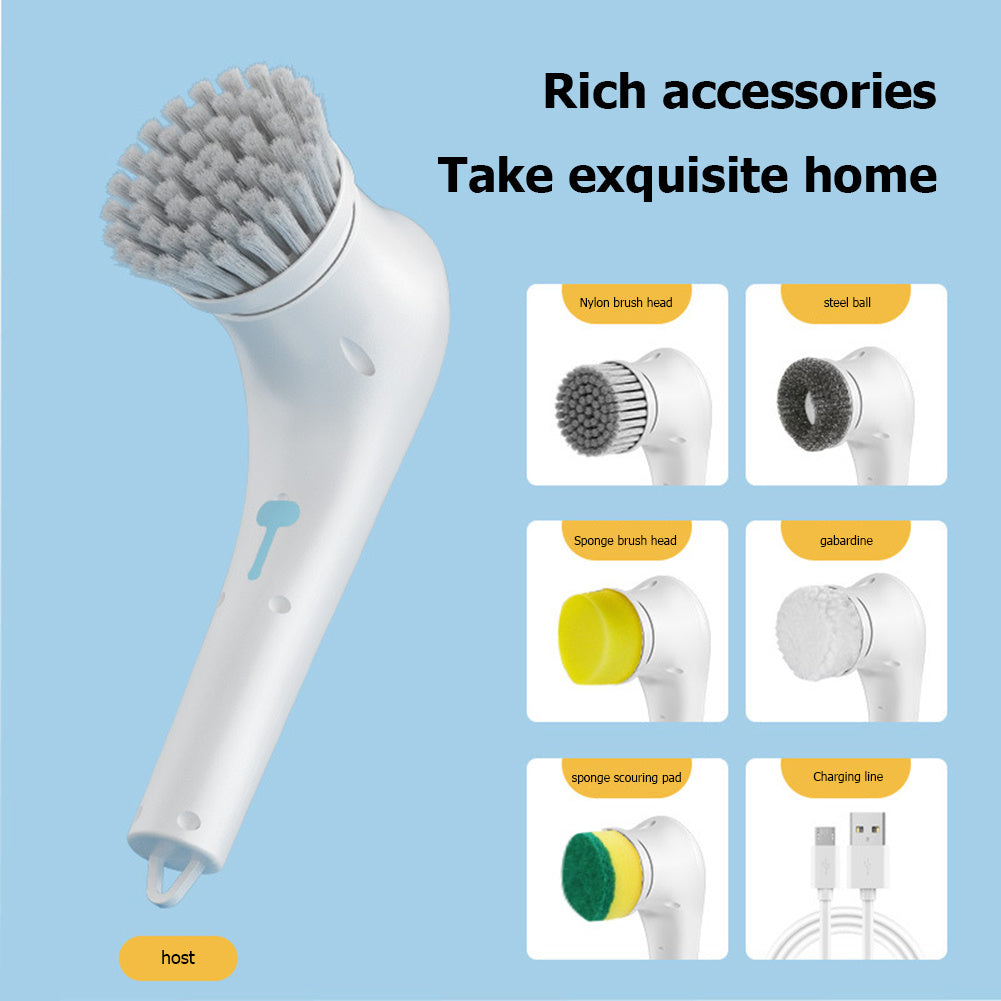 Brosse à vaisselle électrique multifonctionnelle pour la cuisine et la maison, outil de nettoyage pour baignoire, évier, salle de bain, carrelage, perceuse, ensemble de 5 têtes