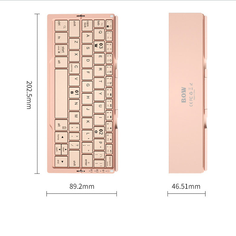Mini-Klapp-Bluetooth-Tastatur, kabellose Tastatur, unterstützt 3 Geräte mit Ständer, wiederaufladbare, faltbare Tastatur für Telefon-Tablet