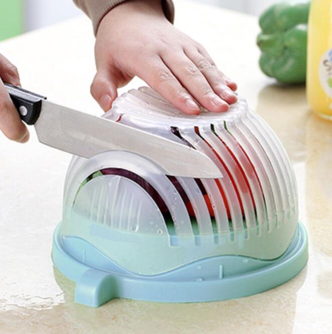 60-Second Salad Cutter Bowl – Quick & Safe Vegetable Chopper