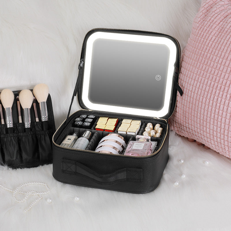 Portable Cosmetic Bag with Lighted 4K Mirror
