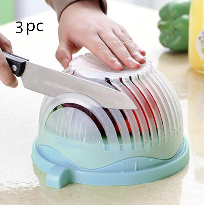 60-Second Salad Cutter Bowl – Quick & Safe Vegetable Chopper