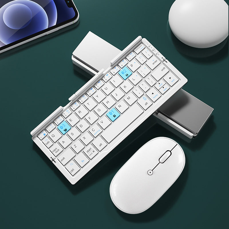 Mini-Klapp-Bluetooth-Tastatur, kabellose Tastatur, unterstützt 3 Geräte mit Ständer, wiederaufladbare, faltbare Tastatur für Telefon-Tablet