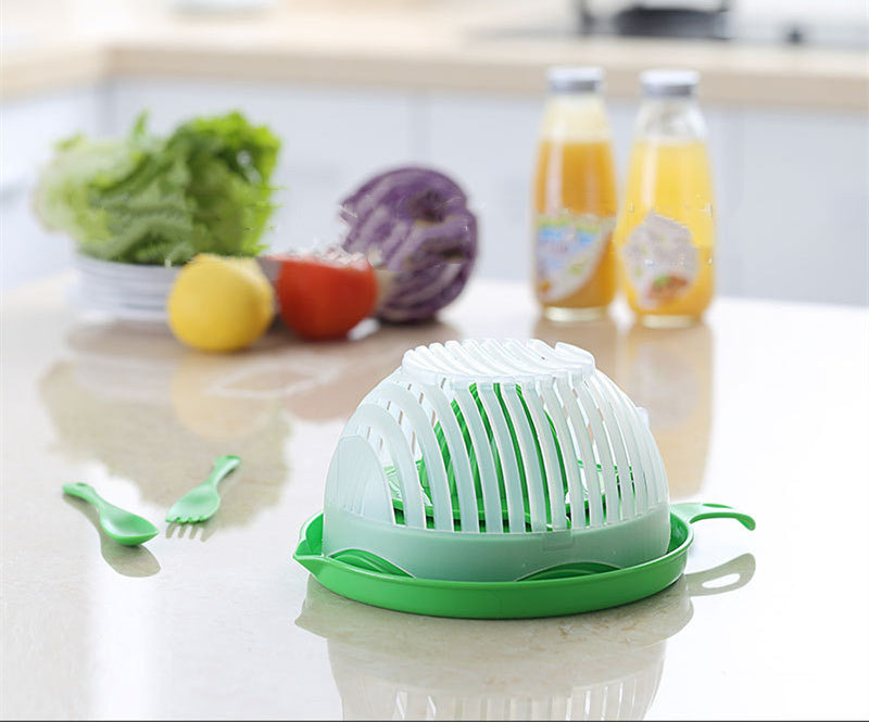 60-Second Salad Cutter Bowl – Quick & Safe Vegetable Chopper