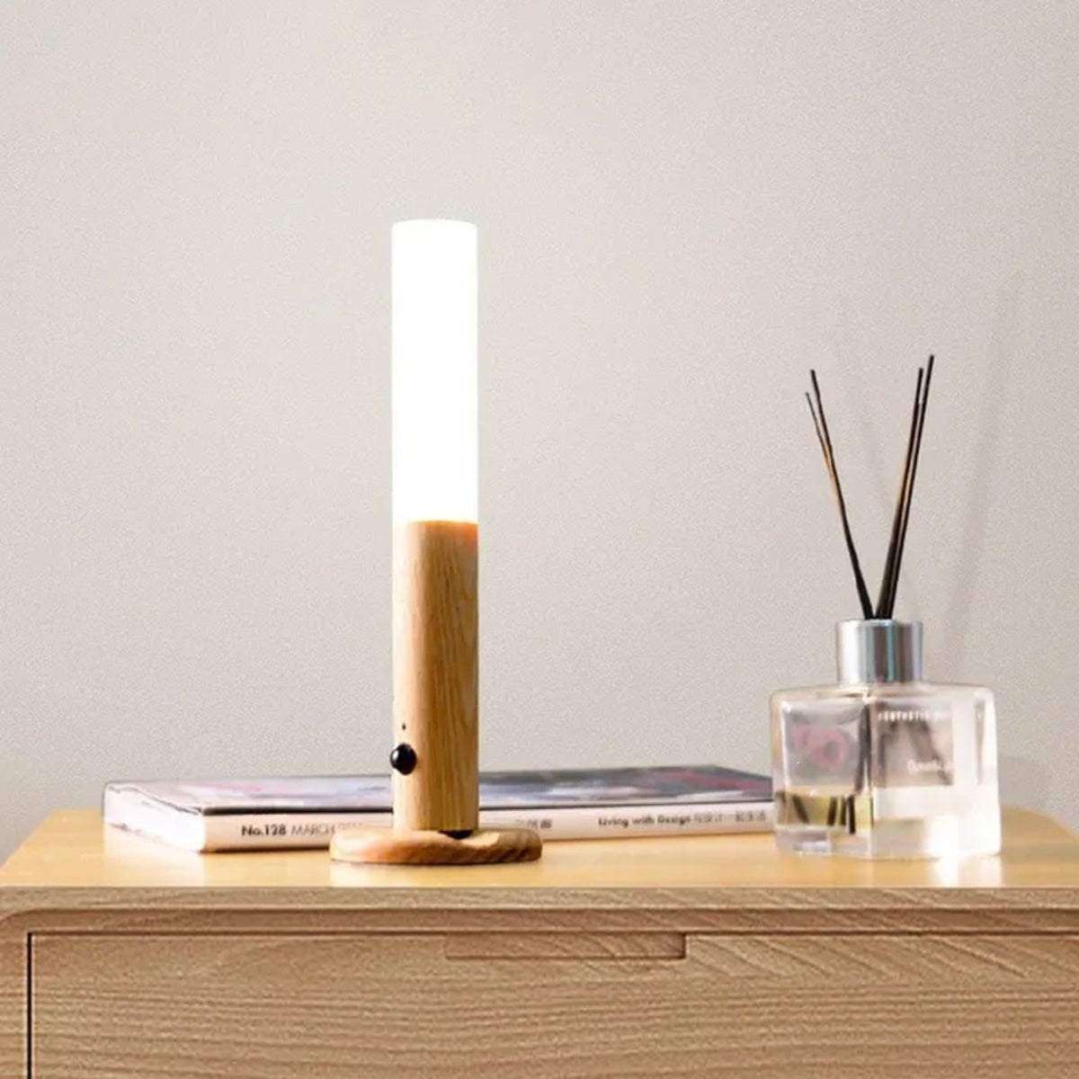 Veilleuse à détecteur de mouvement – Applique murale LED rechargeable en bois