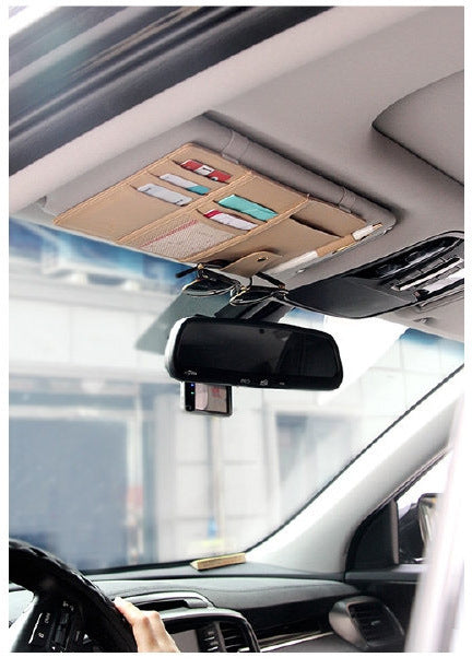 Car Sun Visor Organizer Clip – PU Leather Multifunctional Holder