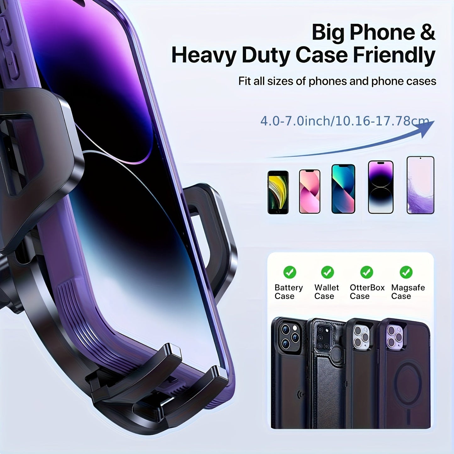 Miracase Universal Phone Holder For Car, Reliable Suction Hands-Free Car Phone Holder Mount, Automobile Cell Phone Holder Car For Dashboard Vent Fit For All Smartphones