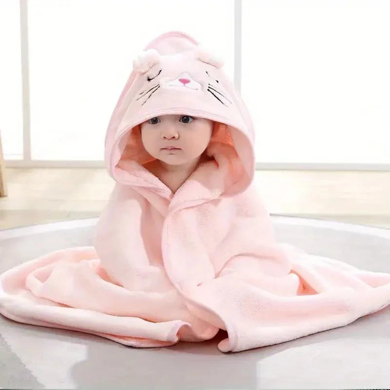 Peignoir pour bébé en forme d'animal, absorbant rapidement, doux, à capuche, chaud, en velours de corail, Robe de nuit, bain câlin pour de nombreuses scènes
