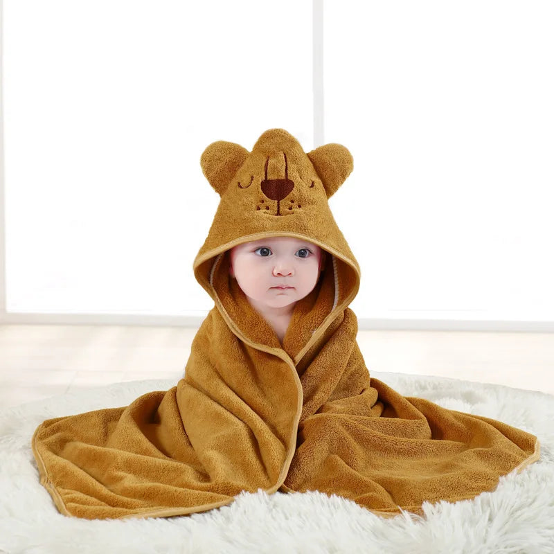 Peignoir pour bébé en forme d'animal, absorbant rapidement, doux, à capuche, chaud, en velours de corail, Robe de nuit, bain câlin pour de nombreuses scènes