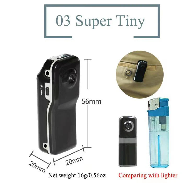 Mini caméra révélatrice HD pour la maison et le bureau, support de caméscope corporel, enregistrement vidéo portable, caméra de sécurité nounou, petite voiture de sport, webcam DVR