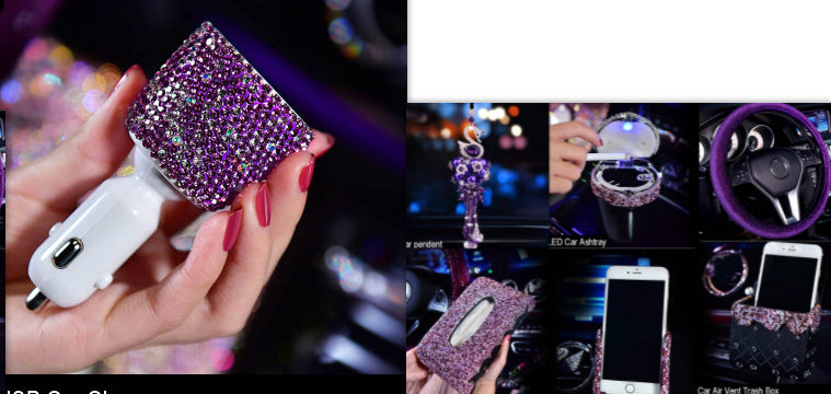 Crystal Diamond Car Accessories – Purple Collection