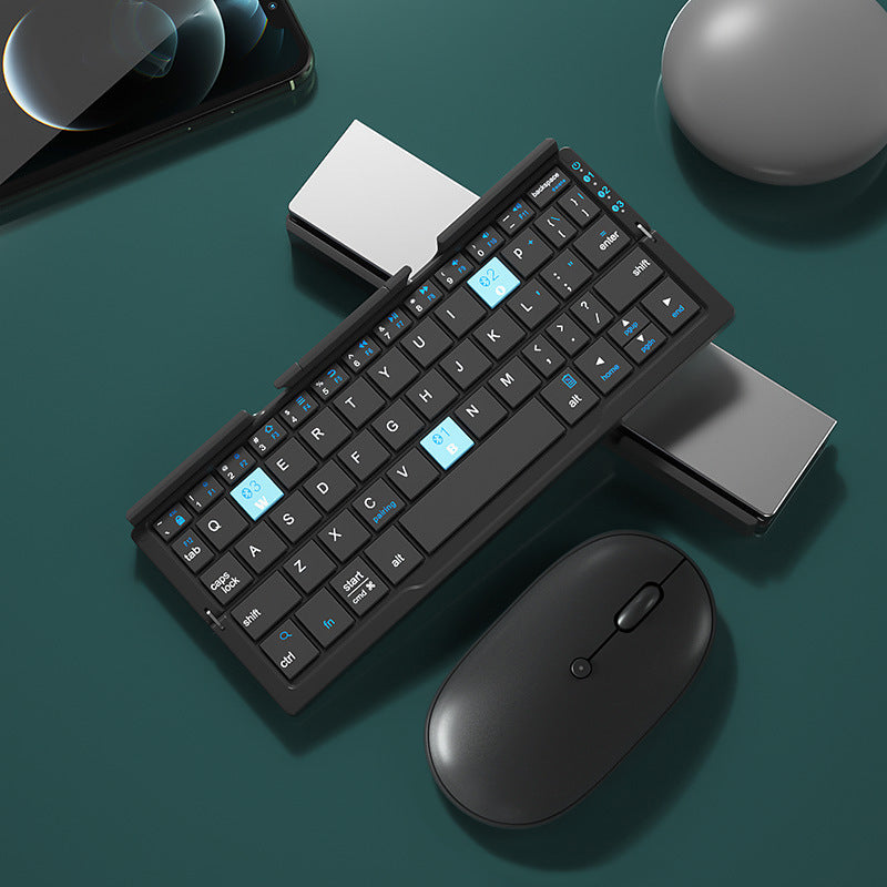 Mini-Klapp-Bluetooth-Tastatur, kabellose Tastatur, unterstützt 3 Geräte mit Ständer, wiederaufladbare, faltbare Tastatur für Telefon-Tablet