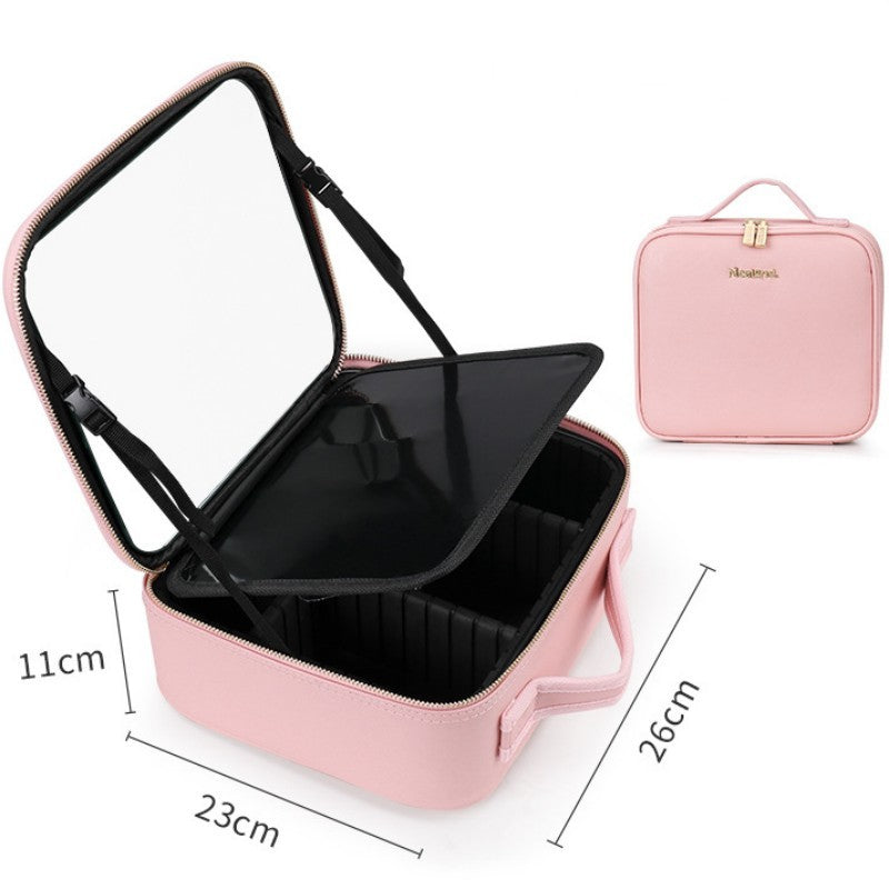 Portable Cosmetic Bag with Lighted 4K Mirror