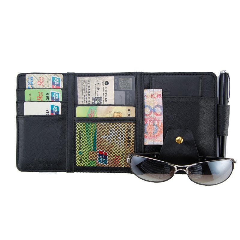 Car Sun Visor Organizer Clip – PU Leather Multifunctional Holder