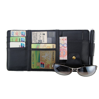 Car Sun Visor Organizer Clip – PU Leather Multifunctional Holder