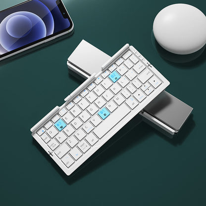 Mini-Klapp-Bluetooth-Tastatur, kabellose Tastatur, unterstützt 3 Geräte mit Ständer, wiederaufladbare, faltbare Tastatur für Telefon-Tablet