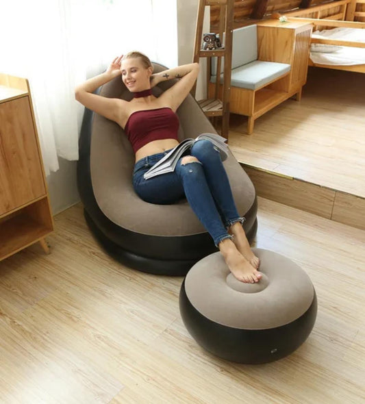 Fauteuil Gonflable Relax Deluxe + Repose-Pied