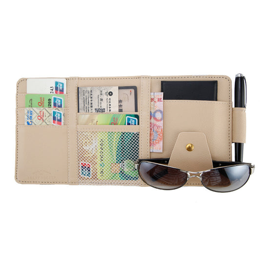 Car Sun Visor Organizer Clip – PU Leather Multifunctional Holder