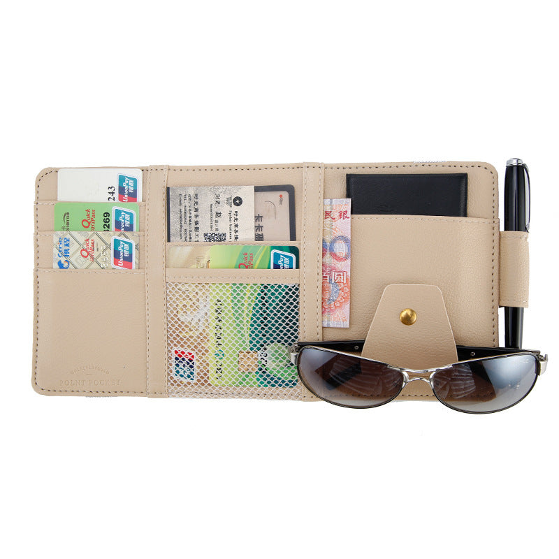 Car Sun Visor Organizer Clip – PU Leather Multifunctional Holder