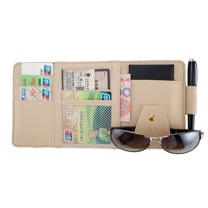 Car Sun Visor Organizer Clip – PU Leather Multifunctional Holder