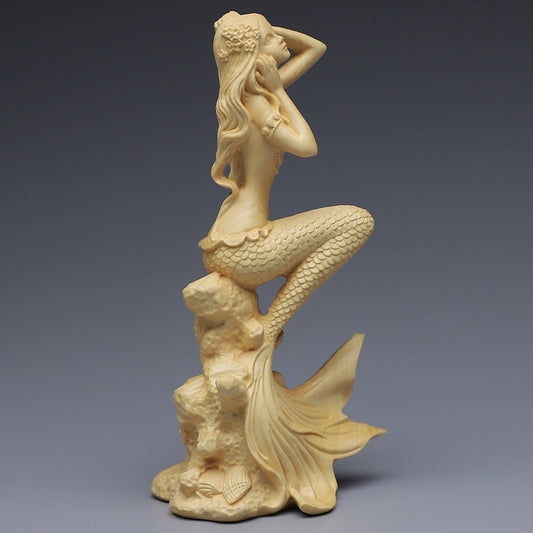 Poplar Carved Beauty Woman Ornament Handle