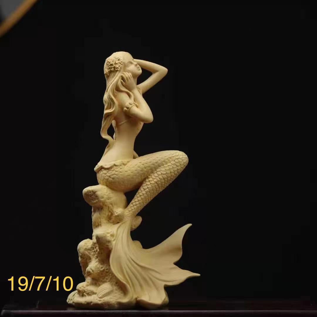 Poplar Carved Beauty Woman Ornament Handle