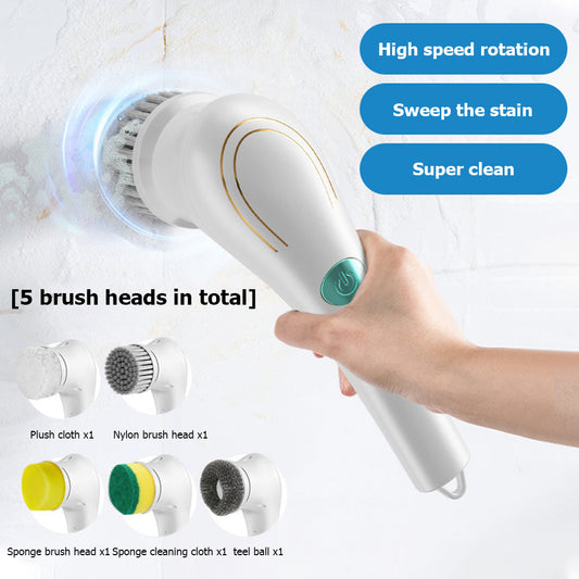 Brosse à vaisselle électrique multifonctionnelle pour la cuisine et la maison, outil de nettoyage pour baignoire, évier, salle de bain, carrelage, perceuse, ensemble de 5 têtes