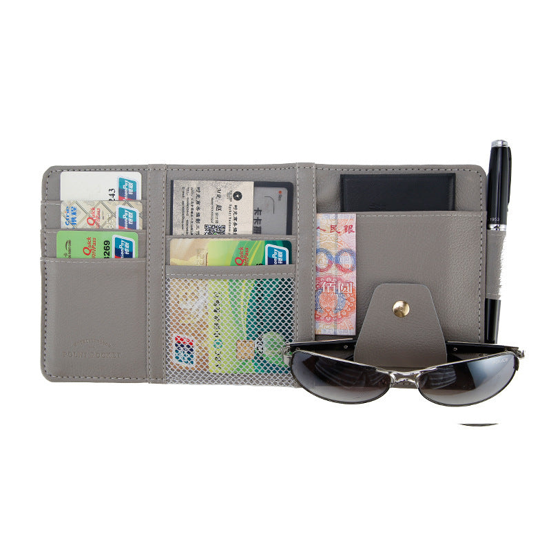 Car Sun Visor Organizer Clip – PU Leather Multifunctional Holder