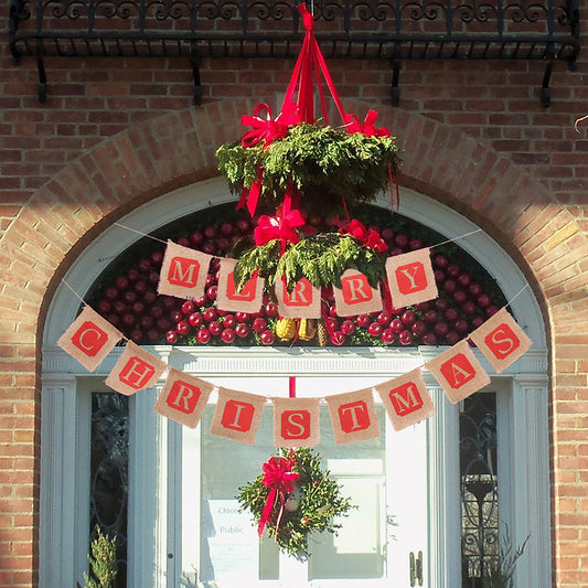Frohe Weihnachten Sackleinen Flagge Weihnachten Banner Weihnachten Banner Dekoration