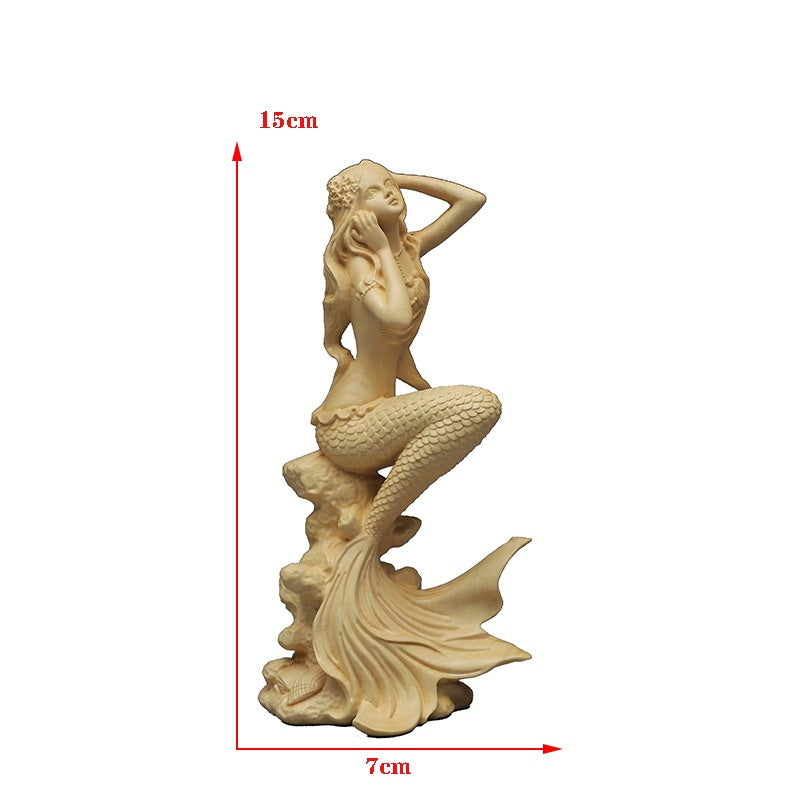 Poplar Carved Beauty Woman Ornament Handle