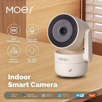 MOESTuya WiFi intérieur panoramique/inclinaison caméra de sécurité intelligente 4MP HD infrarouge Vision nocturne mouvement détection sonore moniteur patrouille panoramique