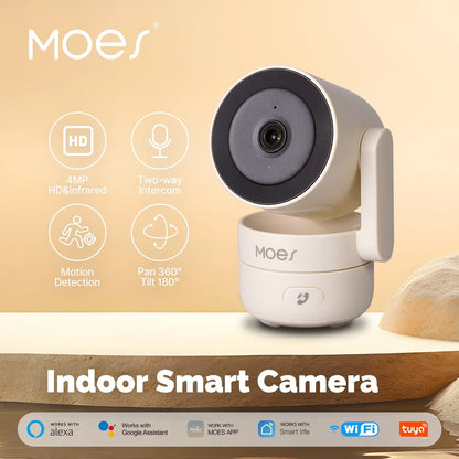 MOESTuya WiFi intérieur panoramique/inclinaison caméra de sécurité intelligente 4MP HD infrarouge Vision nocturne mouvement détection sonore moniteur patrouille panoramique