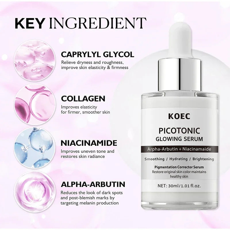 Sérum Anti-âge raffermissant les pores à épicule rose, Ampoule éclaircissante hydratante et lissante pour le visage, soin brillant coréen pour la peau