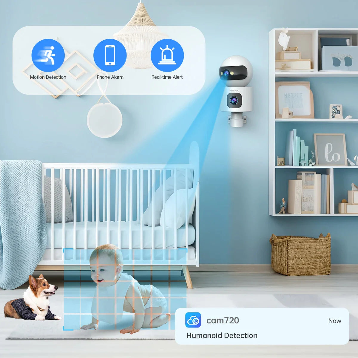 Lenovo-Caméra de surveillance IP sans fil, moniteur de sécurité pour bébé, suivi automatique, caméra de vidéosurveillance intelligente, WiFi 5G, 4K, objectif touriste, maison