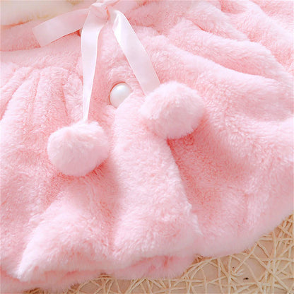 Veste d'hiver pour bébé fille, douce et mignonne, chaude, à capuche, oreilles de lapin, pull en laine, vêtements minimalistes pour enfants de 0 à 3 ans