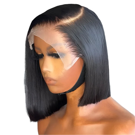 Short  Bob Wig 100% Brazilian Remy Human Hair Lace Front Pre-Plucked