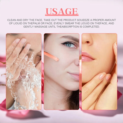 Sérum 5 en 1 pour le visage, estompe les ridules, raffermit la peau, resserre les pores, hydratant, éclaircissant, vitamine C, acide hyaluronique