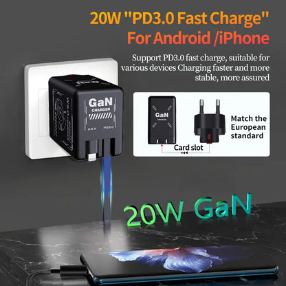 W&O 20W GaN Fast Charger with Type-C & Lightning Cable