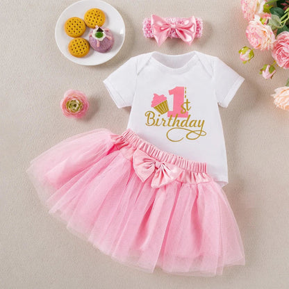 Tenue de gâteau Smash pour bébé fille, body Tutu avec bandeau, tenue de fête de princesse rose, pour premier anniversaire