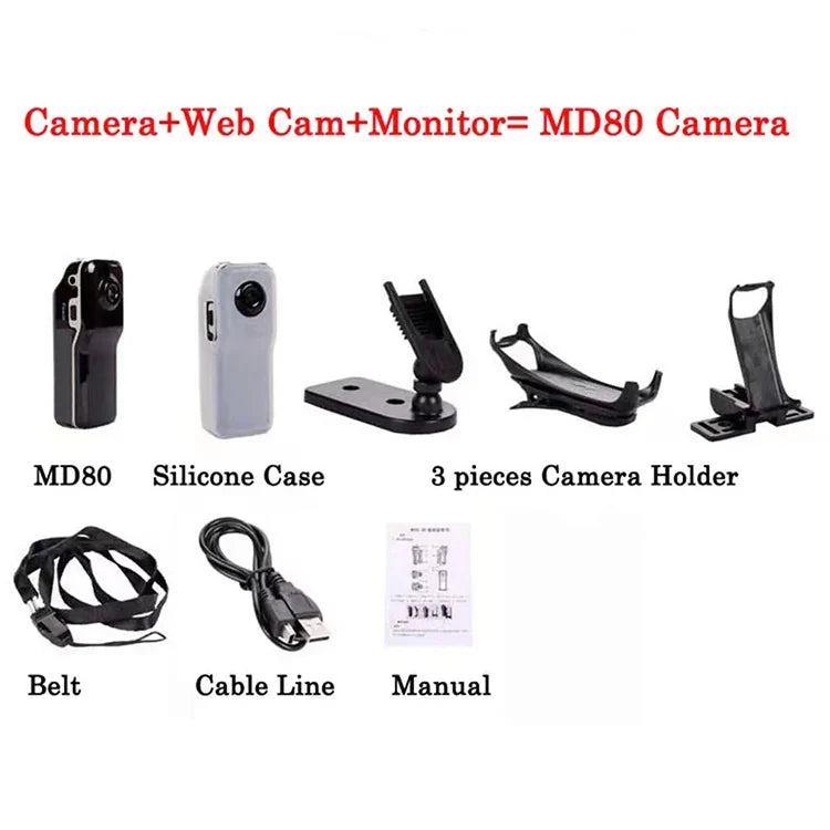 Mini caméra révélatrice HD pour la maison et le bureau, support de caméscope corporel, enregistrement vidéo portable, caméra de sécurité nounou, petite voiture de sport, webcam DVR
