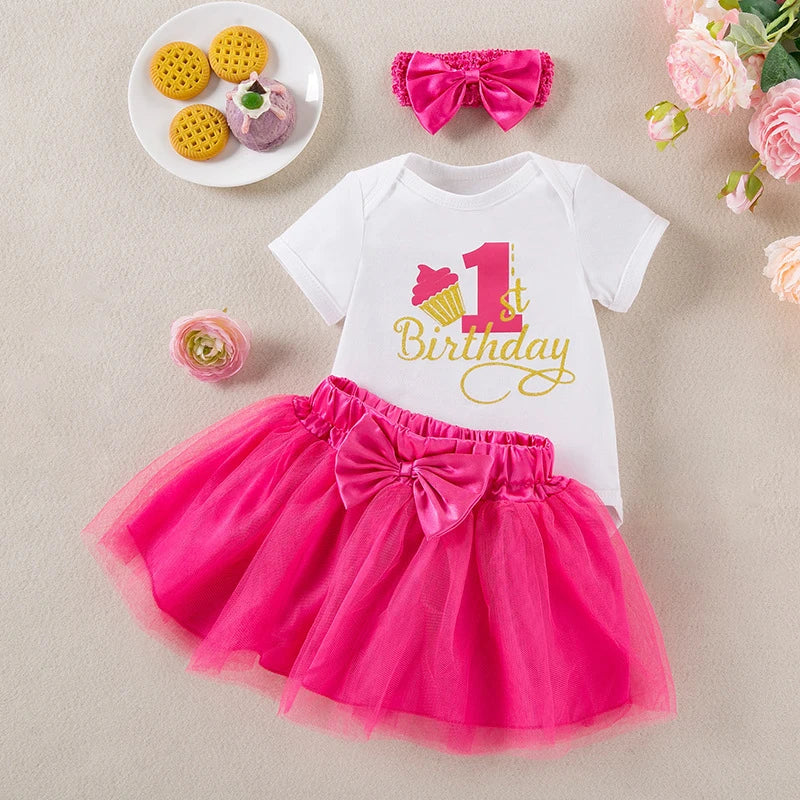 Tenue de gâteau Smash pour bébé fille, body Tutu avec bandeau, tenue de fête de princesse rose, pour premier anniversaire