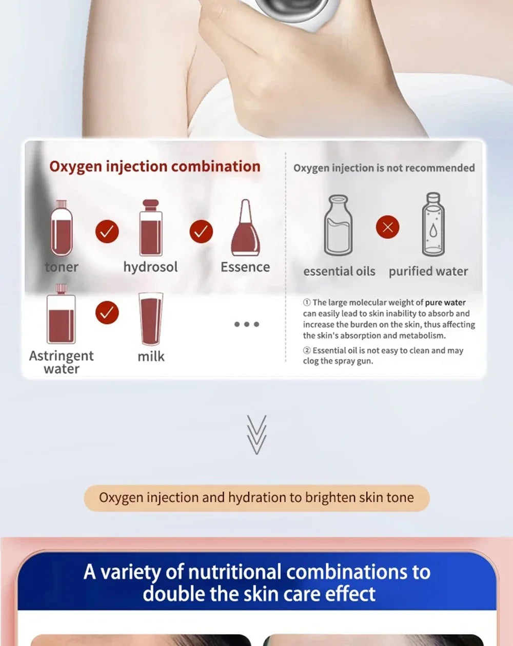 Pulvérisateur de brume hydratant pour la peau du visage, aérographe, nettoyage en profondeur du visage, injecteur d'oxygène, compresseur de brosse à Air sans fil