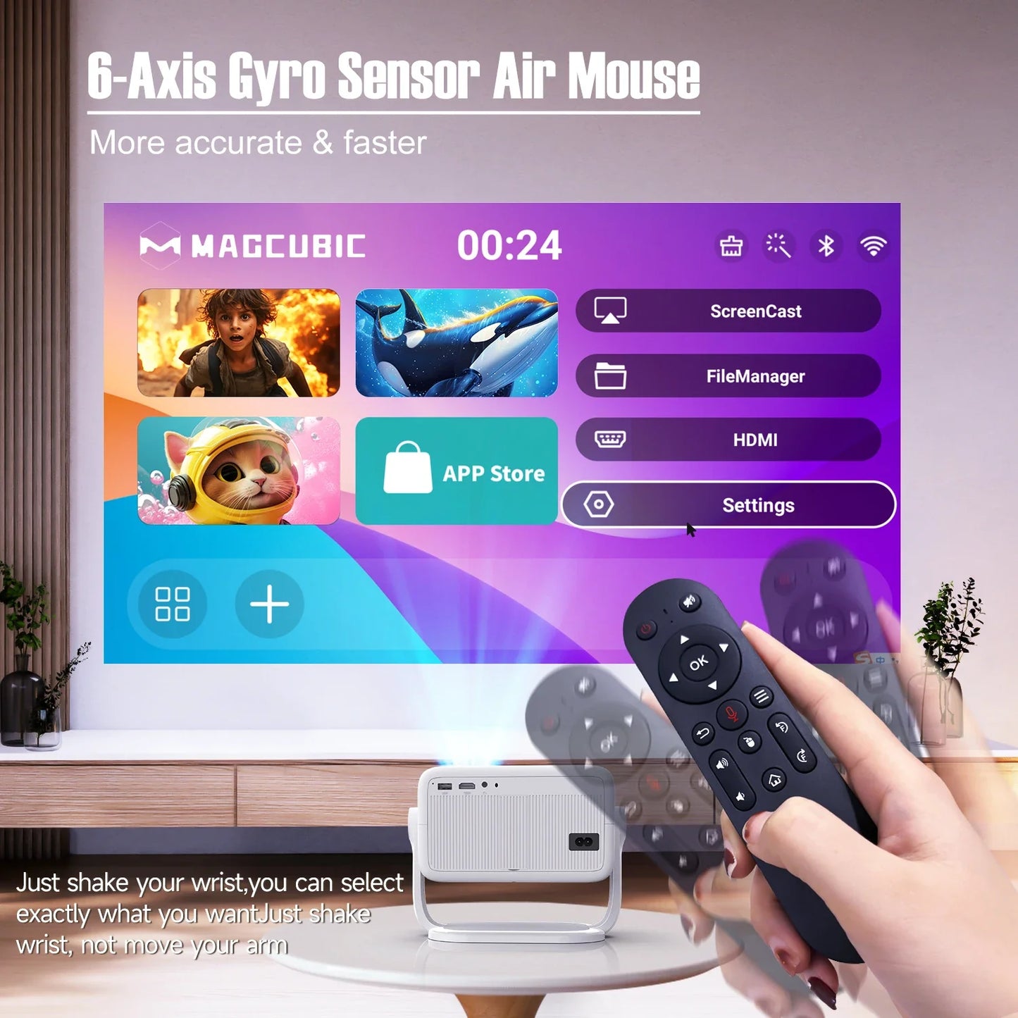 Magcubic – projecteur natif 1080P 650ANSI 4K Android11 L018, avec Correction automatique du Keystone, mise au point, Wifi6 BT5.2, film Portable pour l'extérieur