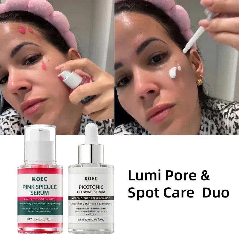 Sérum Anti-âge raffermissant les pores à épicule rose, Ampoule éclaircissante hydratante et lissante pour le visage, soin brillant coréen pour la peau