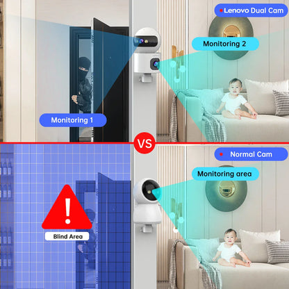 Lenovo-Caméra de surveillance IP sans fil, moniteur de sécurité pour bébé, suivi automatique, caméra de vidéosurveillance intelligente, WiFi 5G, 4K, objectif touriste, maison