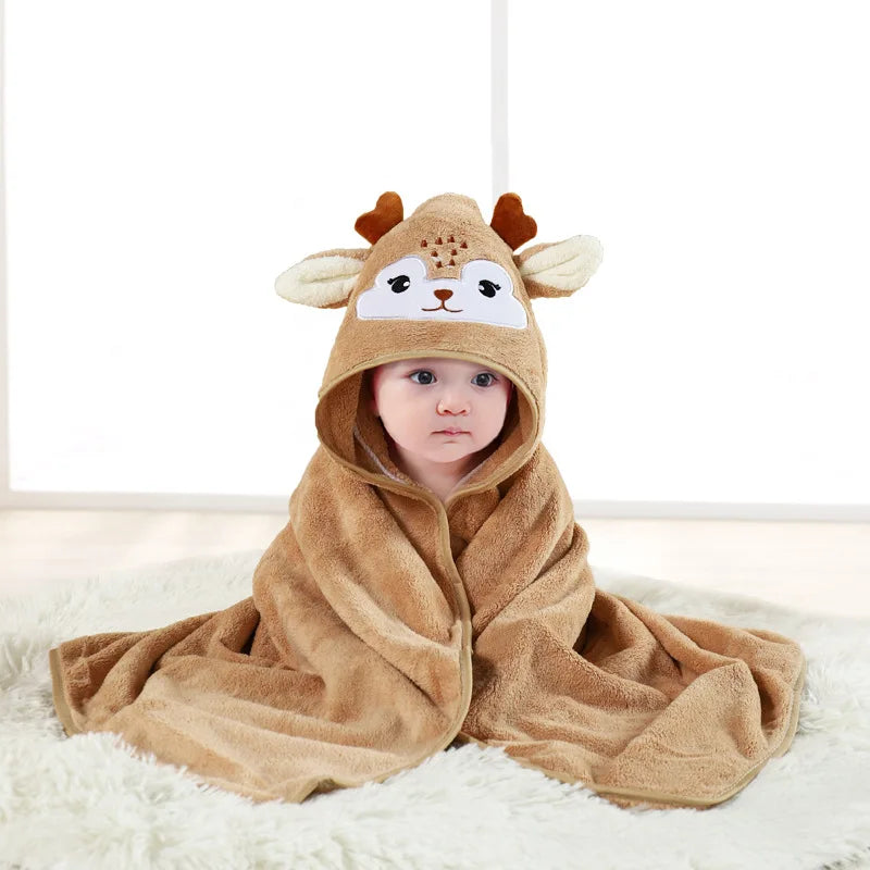 Peignoir pour bébé en forme d'animal, absorbant rapidement, doux, à capuche, chaud, en velours de corail, Robe de nuit, bain câlin pour de nombreuses scènes