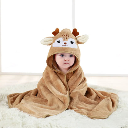 Peignoir pour bébé en forme d'animal, absorbant rapidement, doux, à capuche, chaud, en velours de corail, Robe de nuit, bain câlin pour de nombreuses scènes
