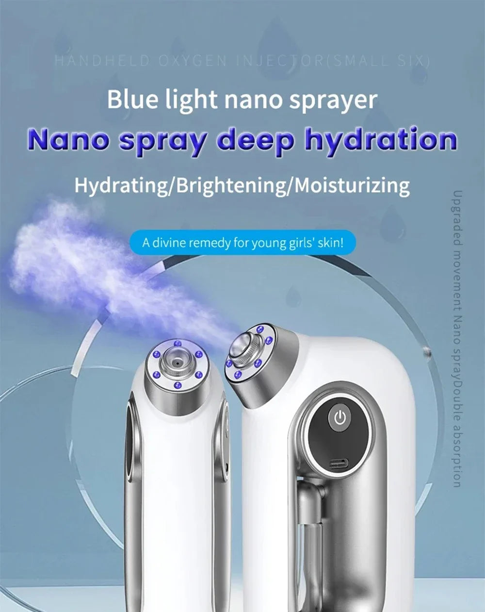 Pulvérisateur de brume hydratant pour la peau du visage, aérographe, nettoyage en profondeur du visage, injecteur d'oxygène, compresseur de brosse à Air sans fil