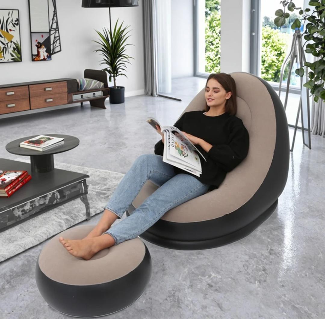 Fauteuil Gonflable Relax Deluxe + Repose-Pied