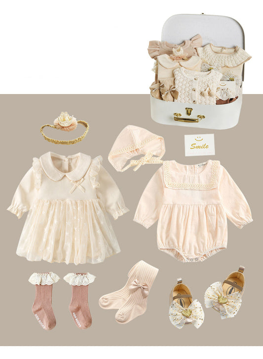 Coffret cadeau pour nouveau-né, costume printemps-été, cadeau de pleine lune pour bébé fille